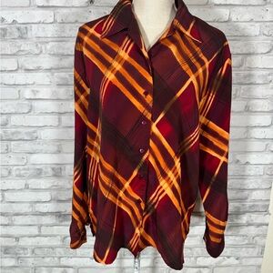 Vintage Claudia Richard Vintage Plaid Red and Orange Button Shirt